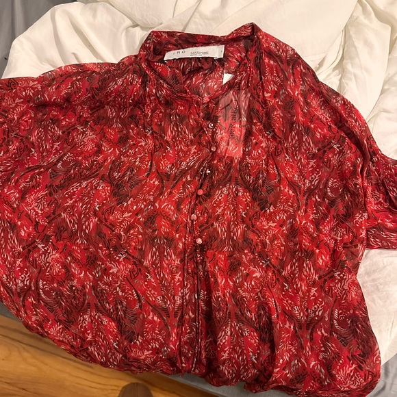 IRO Red Blouse, button down & oversized - size 34/XS - Picture 2 of 3